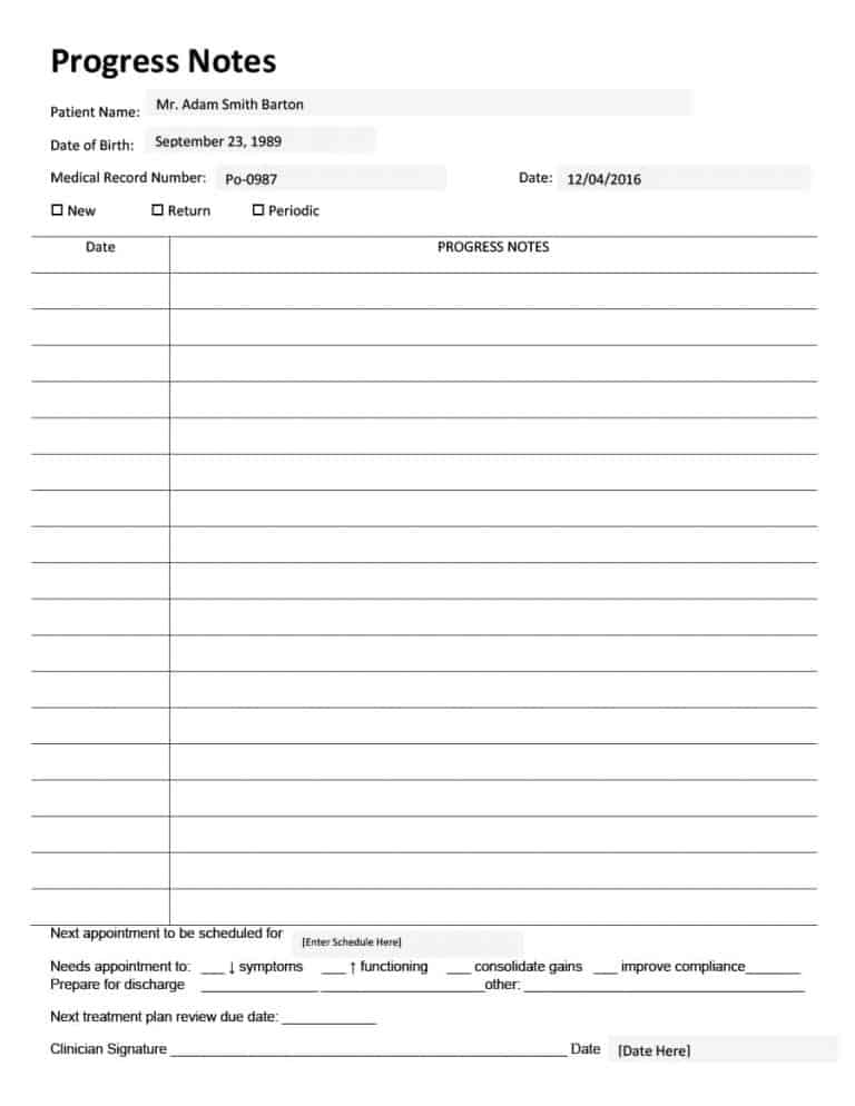 Free Printable Psychotherapy Progress Notes Template Printable Templates